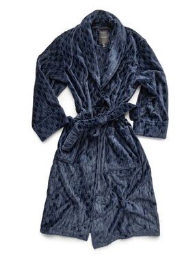 Daniel Buchler Plush Striped Houndstooth Robe